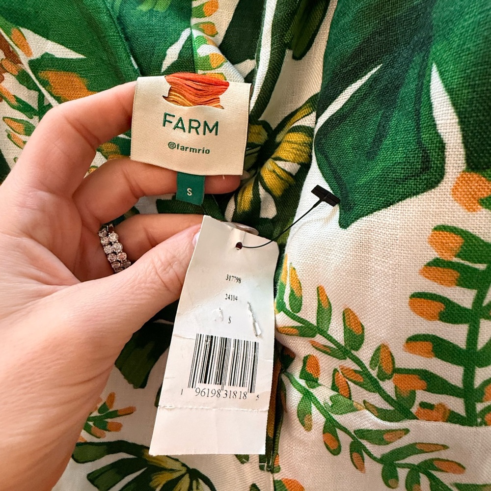 FARM Rio Green Leaf Print Mini Dress size Small - Picture 4 of 9